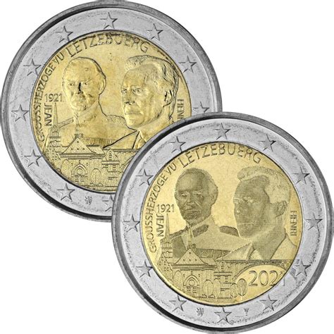 2 Euro Gedenkmünze Luxemburg 2021 bfr 100 Geburtstag Jean Varian