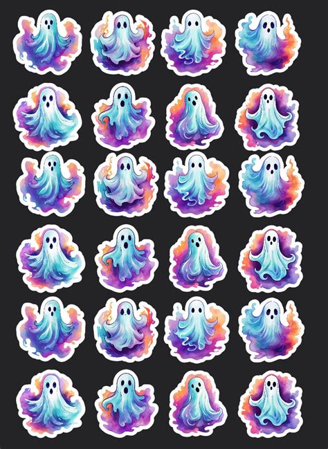 Ghost Stickers, Set 24 Stickers, Cute Ghost Stickers, Hand Drawn ...