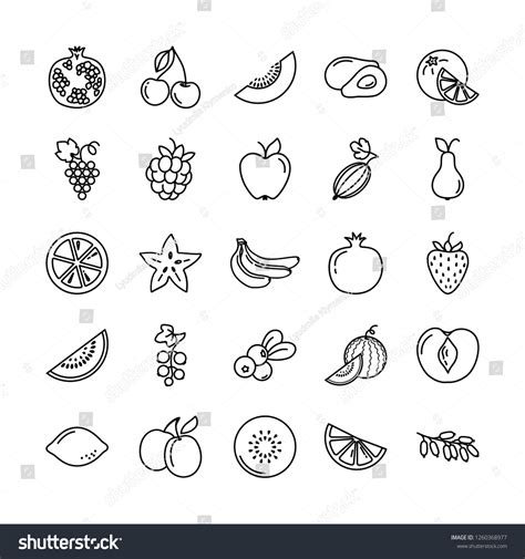 Set Fruits Icons Illustration Background Isolated 库存矢量图（免版税）1260368977