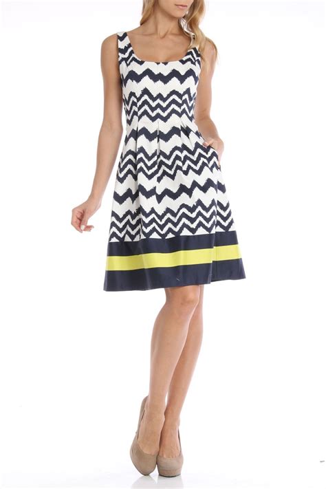 Nine West Zig Zag Stripe Dress in Navy - Beyond the Rack | Fab clothing ...