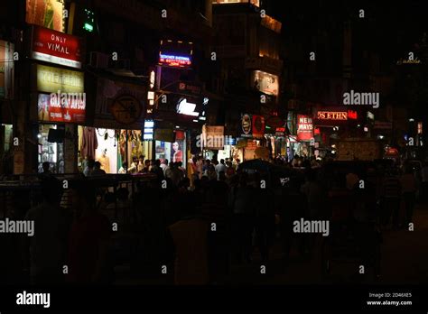 Delhi India Street Shopping At Chandni Chowk People Walking Through