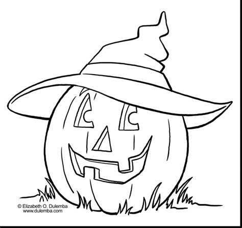 Spooky Coloring Pages Pumpkin With Hat - Free Printable Coloring Pages