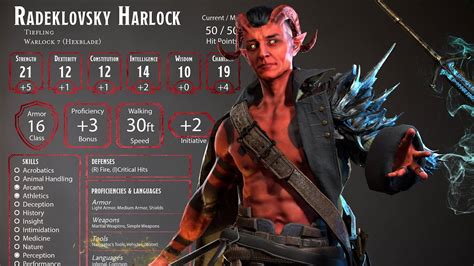 Radeklovsky Harlock Hexblade Warlock Tiefling Youtube