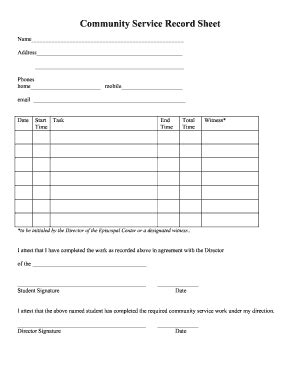 Community Service Hours Sheet For Court I Will Tell You The