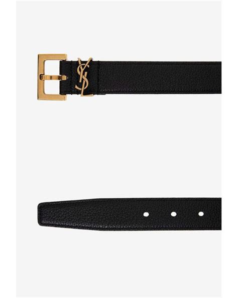 Saint Laurent Cassandre Logo Leather Belt In White Lyst