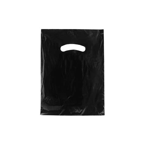 Black Super Gloss Die Cut Handle Bag 9x12 Enviropackaging