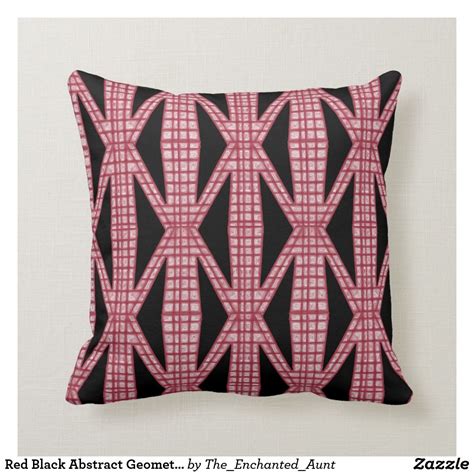 Red Black Abstract Geometric Art Pillow