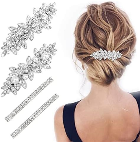 Amazon JONKY Bridal Rhinestone Hair Clip Crystal Silver Hair