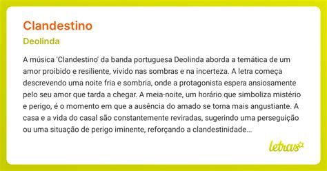 O Que Significa Clandestino - Significado da música CLANDESTINO (Deolinda) - LETRAS.MUS.BR
