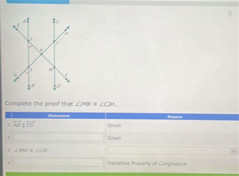 Solved Complete The Proof That JMK CJH Statement Reason Given 2