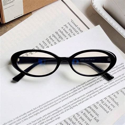 Y2k Small Narrow Oval Black Frame Stylish Retro Millennium Eyeglass Frame Shein Uk