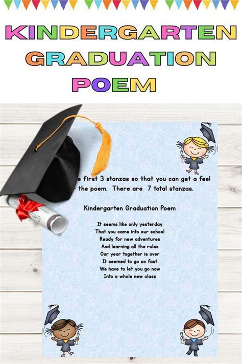 An Image Of A Graduation Poem With The Words Kindergartn Graduation Poem