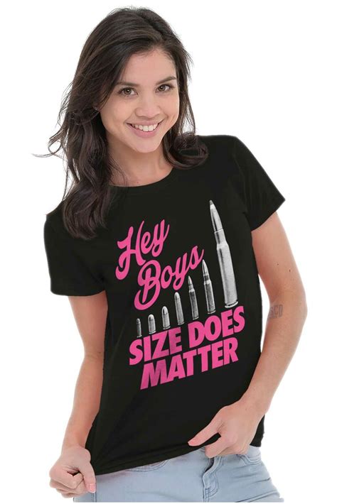 Funny Size Does Matter Bullets Gun Girl 2a Graphic T Shirts For Women T