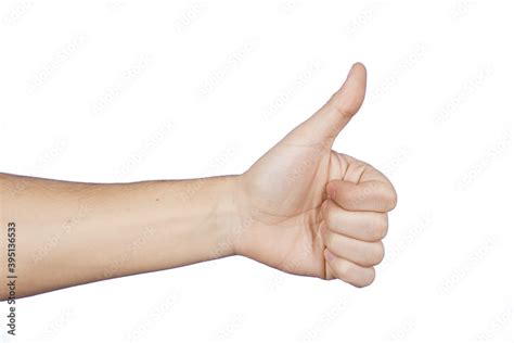 Mano con pulgar hacia arriba con señal positiva foto de Stock Adobe Stock