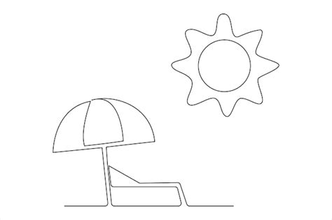 Premium Vector Continuous One Line Drawing Of Beach Umbrella Palm