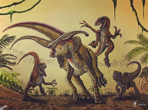 Commission Drawing Of A Pack Of Ingen Velociraptors Hunting A