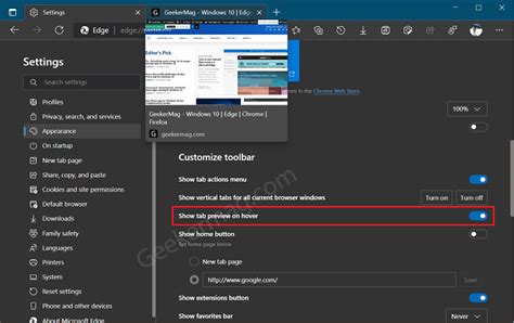 How To Enable Or Disable Show Tab Preview On Hover In Edge