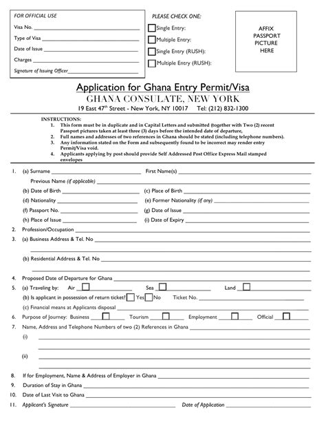 New York City Application For Ghana Entry Permitvisa Ghana Consulate Fill Out Sign Online