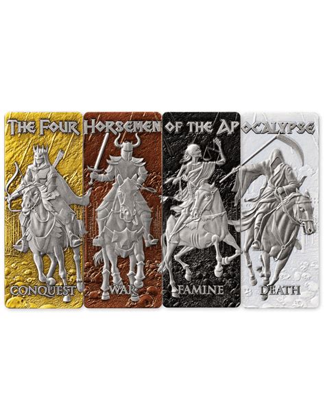 Four Horsemen Of The Apocalypse Set 4x1 Oz Silver Coins 5 Barbados