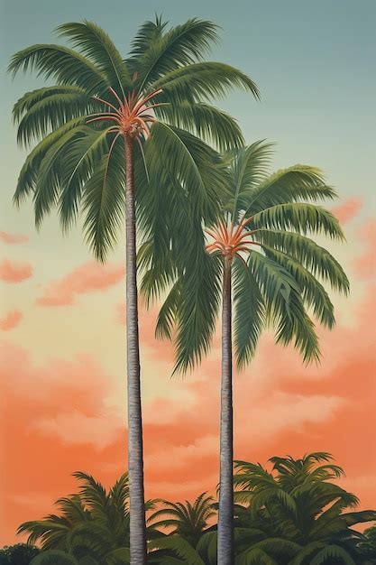 Premium Photo A Painting Of Palm Trees With The Word Palm