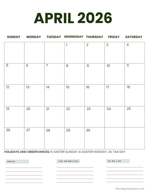 2026 Calendar Printable Template