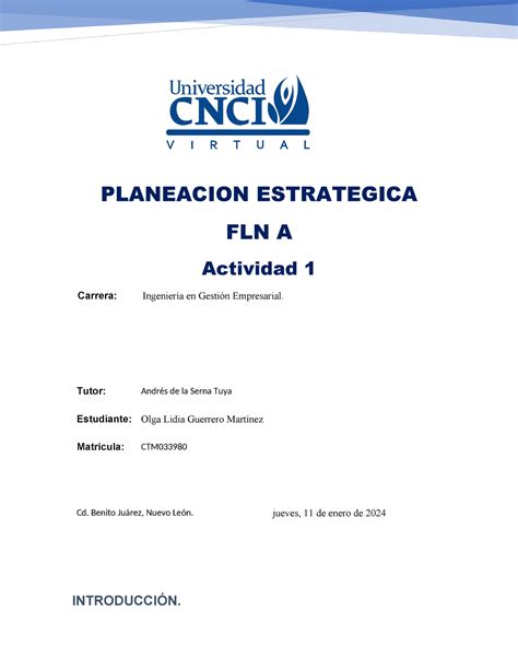 Planeacion Estrategica Actividad Planeacion Estrategica Fln A