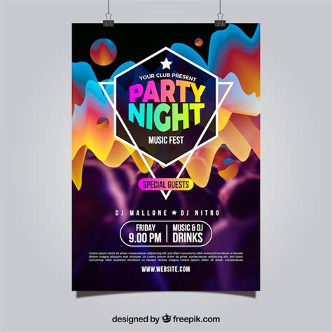 Free Vector Party Poster Template With Abstract Style