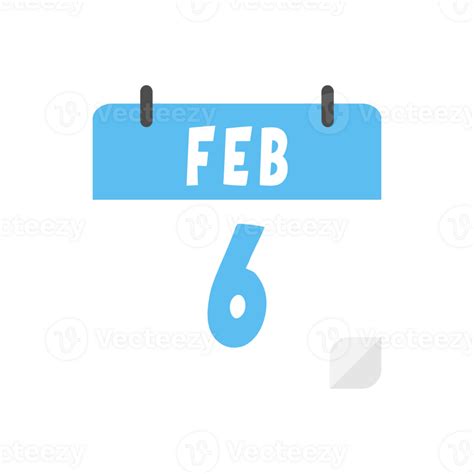 February 6th Calendar Icon On Transparent Background 28079757 Png