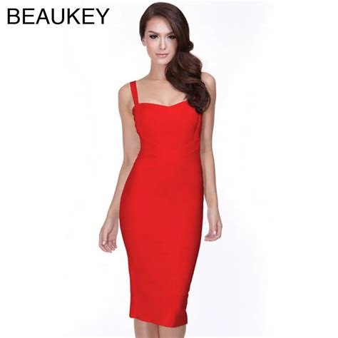 Red Rayon Sexy Women S Sexy 2016 Spaghetti Strap Rayon Midi Bodycon Bandage Dress In Dresses