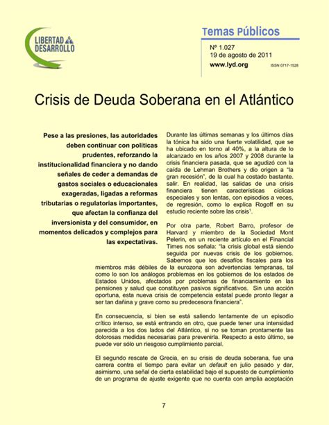 Crisis de Deuda Soberana en el Atlántico emas úblicos T