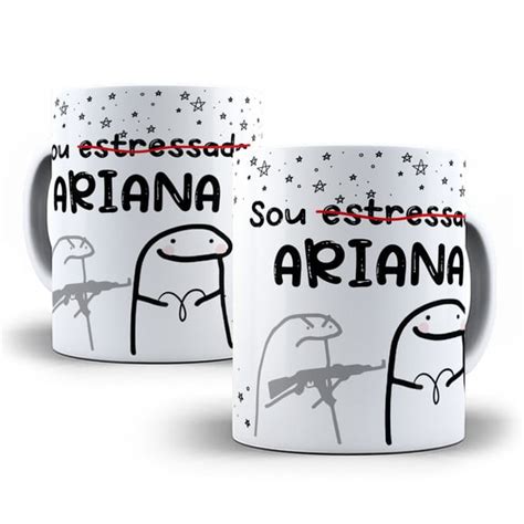 Caneca Flork Meme Signo Sou Estressada Ariana Elo