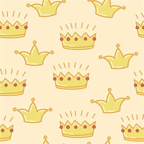 Cute golden crowns. Hand drawn illustration. Seamless colorful pattern. 11762851 Vector Art at ...