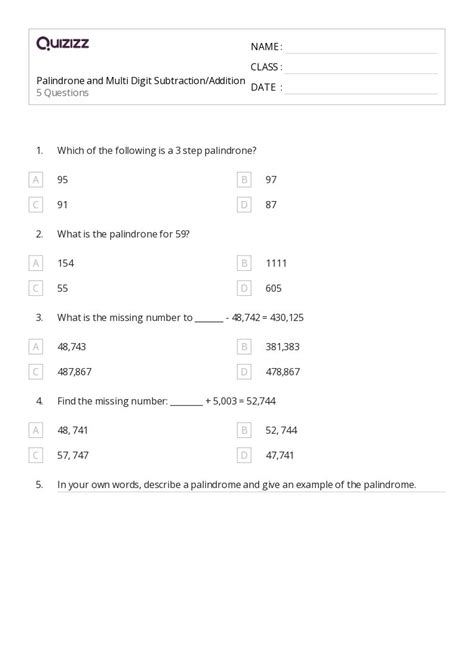 50 Multi Digit Subtraction Worksheets For 6th Grade On Quizizz Free And Printable