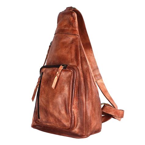 Leather Sling Bag Women Leather Sling Backpack Purse Leather Backpack