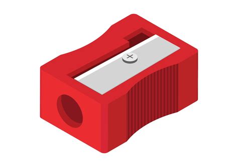 Red Pencil Sharpener Isometric Style Vector Design Illustration Isolated On White Background