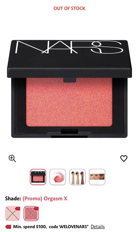 Nars Mini Blush Orgasm X Beauty Personal Care Face Makeup On