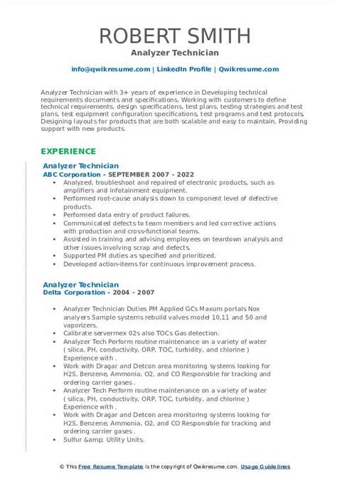 10+ Analyzer Technician Resume Samples & Templates for 2025