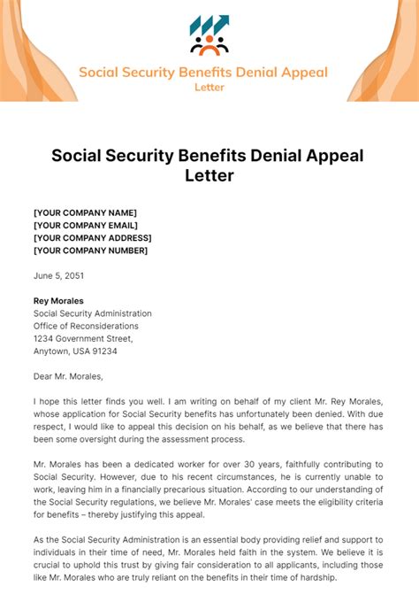 Free Social Security Benefits Denial Appeal Letter Template To Edit Online