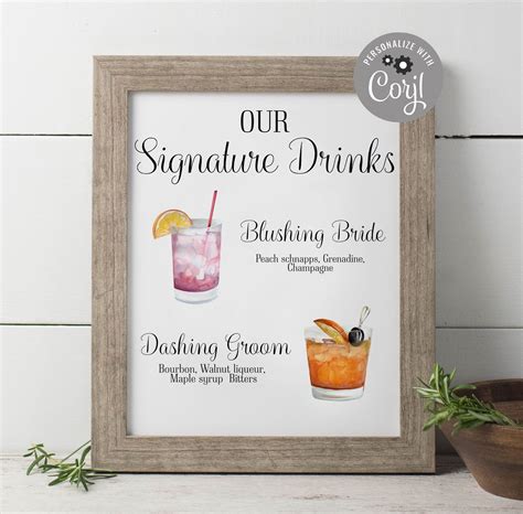 Signature Drink Sign Template Printable Signature Cocktail | Etsy ...