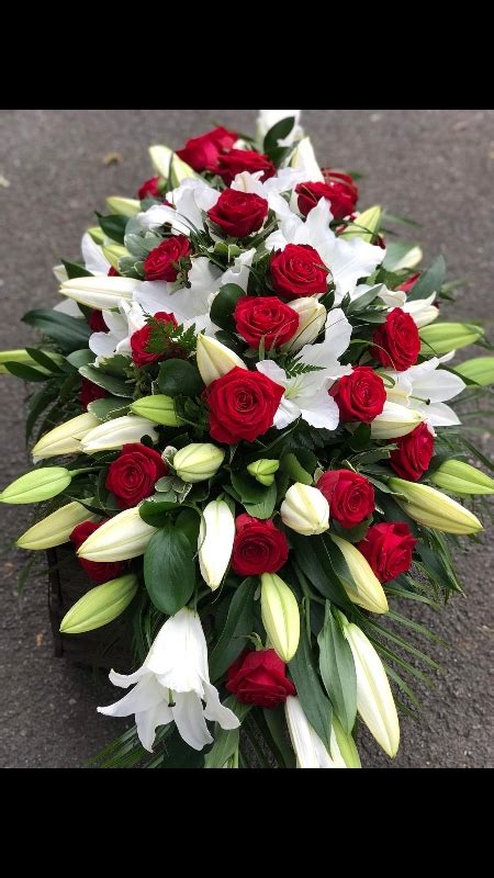 Red Rose And White Lily Casket Spray Buy Online Or Call 0121 706 2905