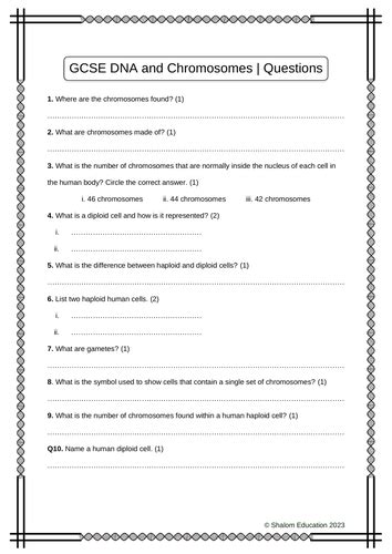 Gcse Biology Dna And Chromosomes Practice Questions Teaching Resources