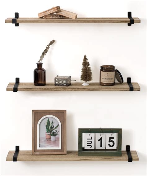 Afuly Natural Soild Wood Floating Shelves Inch Wall Mounted