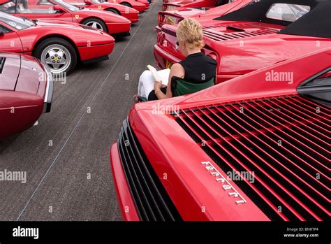 Silverstone Classic. Ferrari Club parking lot Stock Photo - Alamy