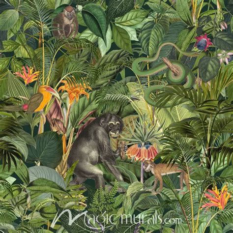 Haase Monkeys Tropical Garden Wallpaper Mural By Magic Murals