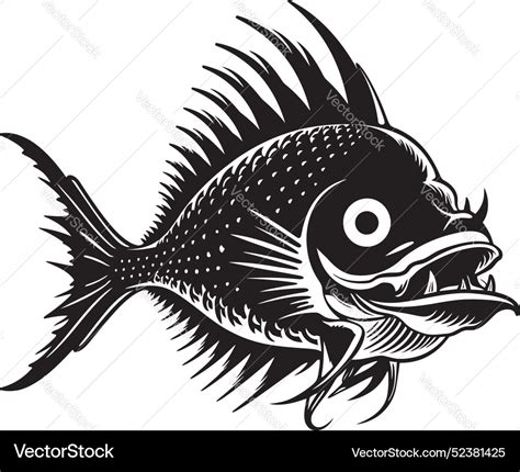 Diabolic Dive Sinister Angular Fish Symbol Vector Image