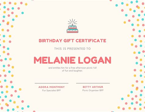 Free Printable Birthday Certificates Template