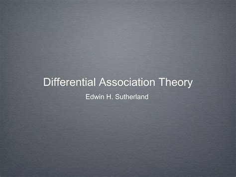 Differential Association Theory Brian Cunningham Ppt