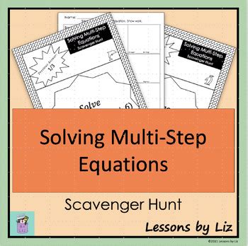 Solving Multi Step Equation Scavenger Hunt By Lessons By Liz Tpt