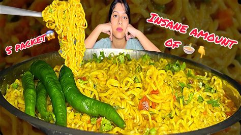 Eating 5 Packet Spicy Maggi Challenge Indian Maggi Noodles Street