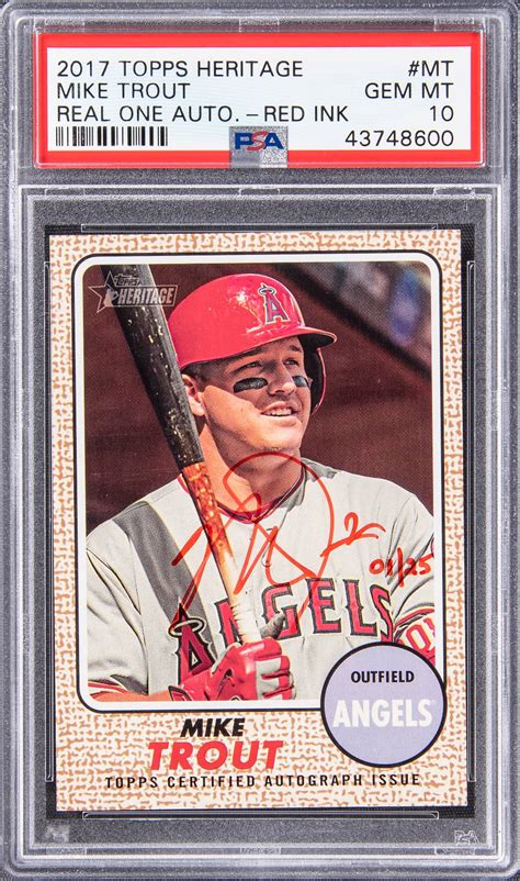 Mike Trout 2017 Topps Heritage High Number Roa Mt Real One Autographs